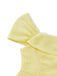 Yellow strapless top with a large bow detail on a white background