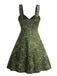 Green 1950s Paisley Lace Patchwork Swing Dress