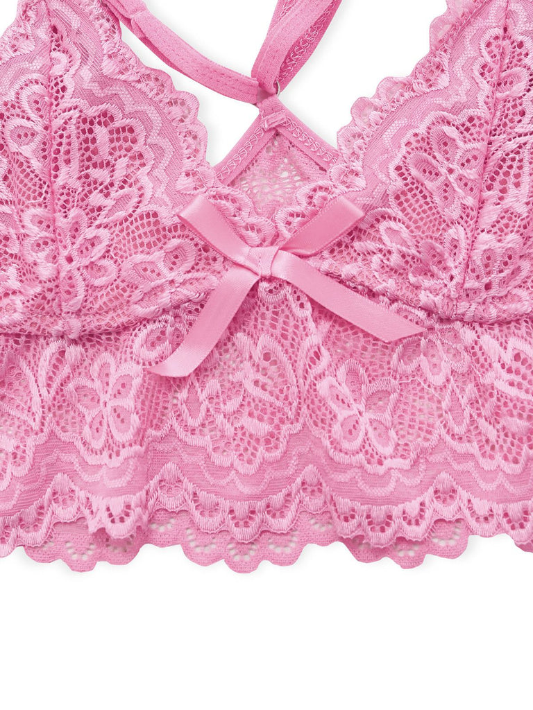 1970S Lace Sheer Petal Ruffle Trim Lingerie Set - vintage fashion, retro style