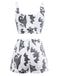 2PCS White 1970s Glowing Halloween Spider Flannel Pajama Set - vintage fashion, retro style, pure white