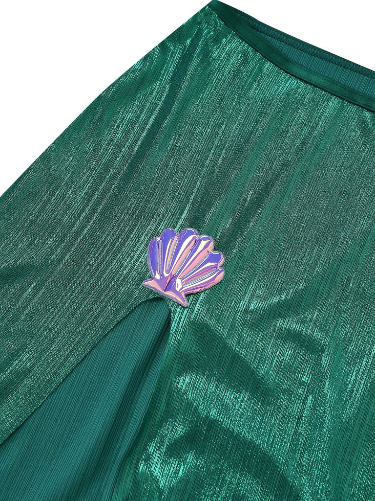 3PCS Purple 1970s Sea Pearl Satin Mermaid Sleepwear Set - vintage nightgown, retro sleepwear