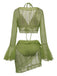 4PCS 1970s Halter Bikini Set & Sheer Bell Sleeve Cover-Up - vintage fashion, retro style