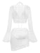 4PCS 1970s Halter Bikini Set & Sheer Bell Sleeve Cover-Up - vintage fashion, retro style