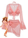 4PCS 1970s Halter Bikini Set & Sheer Bell Sleeve Cover-Up - vintage fashion, retro style