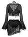 4PCS 1970s Halter Bikini Set & Sheer Bell Sleeve Cover-Up - vintage fashion, retro style