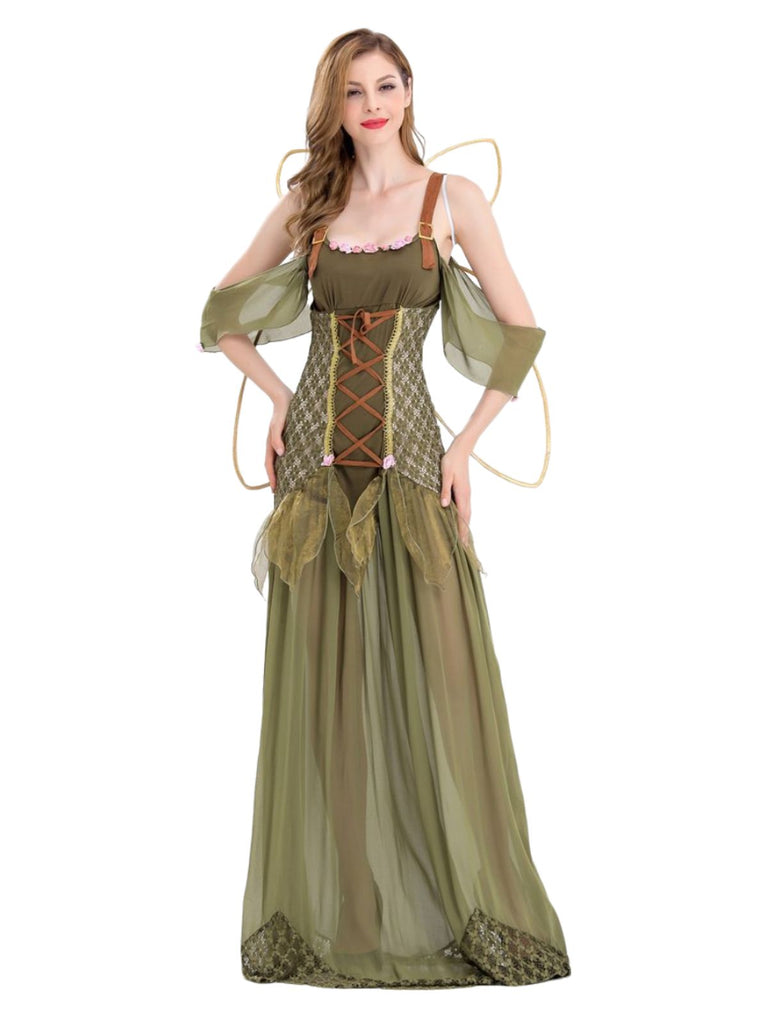 Medieval Renaissance Fancy Floor Length Dress with Accessories Sleeveless Elf Fairy Fancy Dress Women s Fantasy Halloween Carnival Renaissance Fair