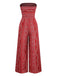 1970s Bohemian Strapless Slit Smocked Jumpsuit - vintage jumpsuit, retro fashion