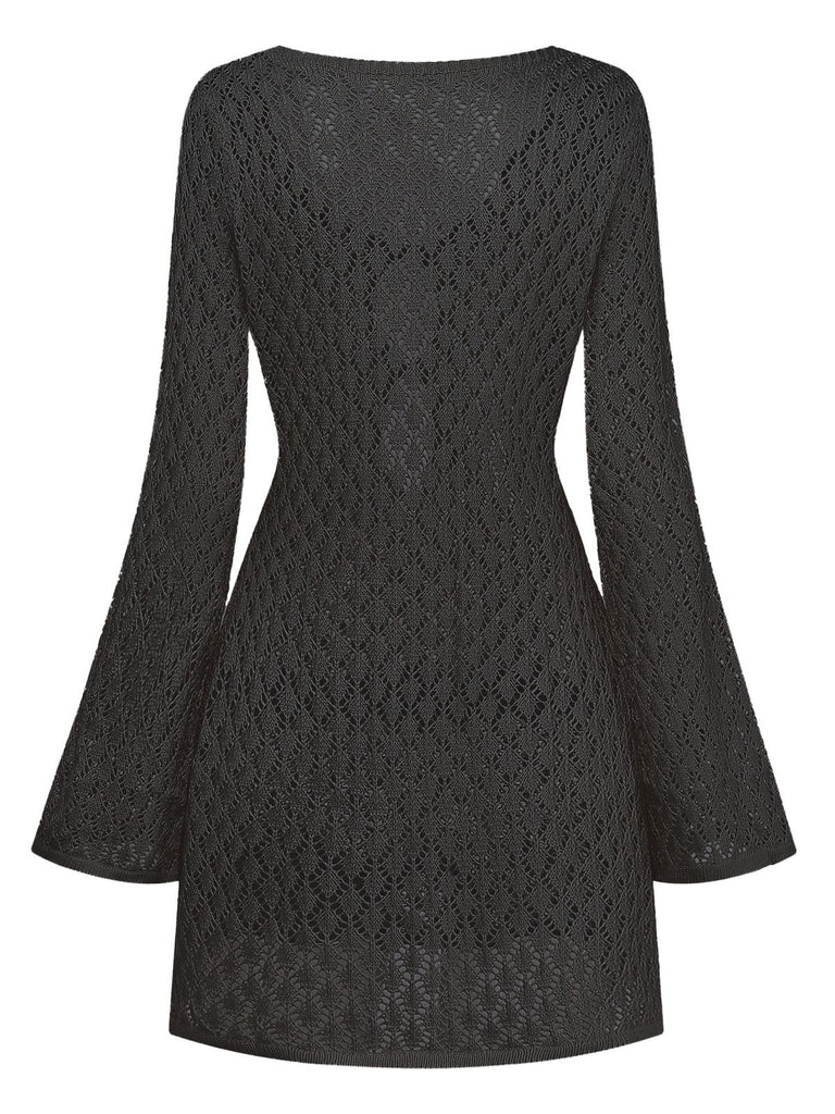 1970s Boho Crochet Hollow-Out Cover-Up - vintage fashion, retro style