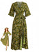 1970s Floral V Neck Vintage Dress 2