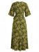 1970s Floral V Neck Vintage Dress 3
