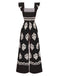 1970s Boho Geometric Print Square Neck Jumpsuit - vintage jumpsuit, retro fashion
