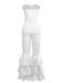 1970s Boho Strapless Solid Pleated Ruffle Jumpsuit - vintage jumpsuit, retro fashion
