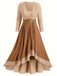 1970s Boho Tie Tassel Hem Ruffle Ribbed Dress - vintage dress, retro fashion