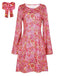 She slips into this 1970s Cashew Flower Hippie Disco Dress With Headscarf and suddenly it's a 1970s daydream