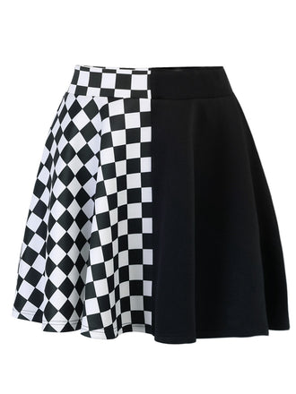 1970s Checks Plaid Ruched Patchwork Skirt, vintage skirt, retro style - perfect for women who love vintage and retro fashion