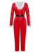 1970s Christmas Santa Claus Costume Latex Jumpsuit - vintage jumpsuit, retro fashion