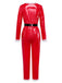 1970s Christmas Santa Claus Costume Latex Jumpsuit - vintage jumpsuit, retro fashion