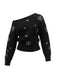 1970s Christmas Snowflake Asymmetrical Shoulder Pullover Sweater - vintage fashion, retro style