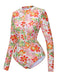 1970s Colorful Floral Print One-Piece Swimsuit: 1970s Riviera elegance, reimagined for her