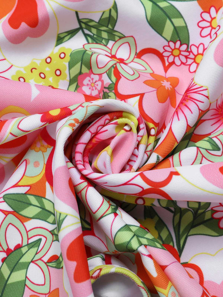 1970s Colorful Floral Print One-Piece Swimsuit — because 1970s glamour never goes out of style