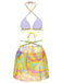 1970s Colorful Halter Bikini Set & Cover-Up, vintage swimsuit, pin-up swimwear - perfect for women who love vintage and retro fashion