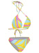 1970s Colorful Halter Bikini Set & Cover-Up, vintage swimsuit, pin-up swimwear - perfect for women who love vintage and retro fashion
