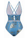 1970s Deep V Halter Distressed Textured One-Piece Swimsuit | vintage swimwear, retro swimsuit, pin-up style - perfect for retro fashion enthusiasts