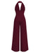 1970s Deep V-Neck Solid Super Wideleg Jumpsuit - vintage jumpsuit, retro fashion