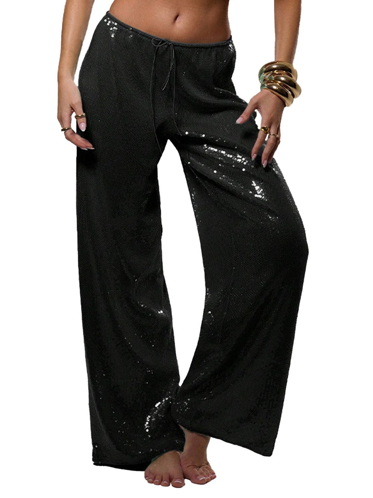 1970s Disco Sequined Wide Leg Casual Pants - vintage fashion, retro style