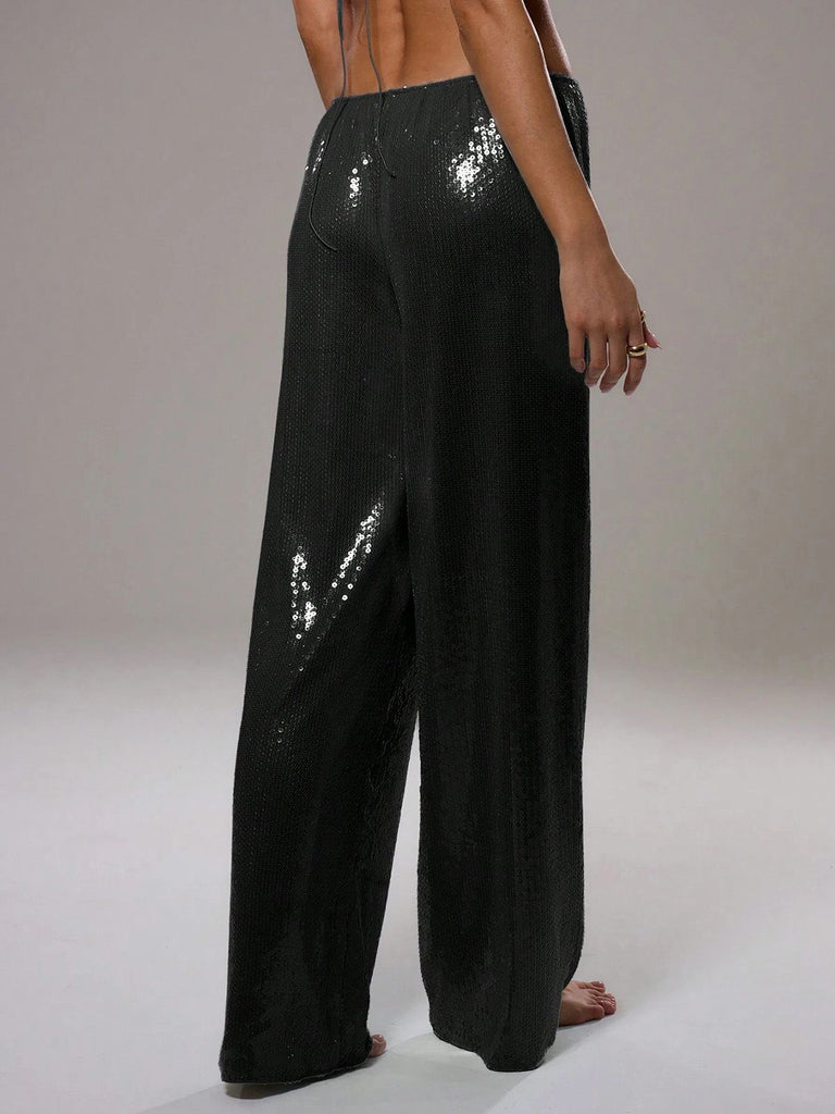1970s Disco Sequined Wide Leg Casual Pants - vintage fashion, retro style