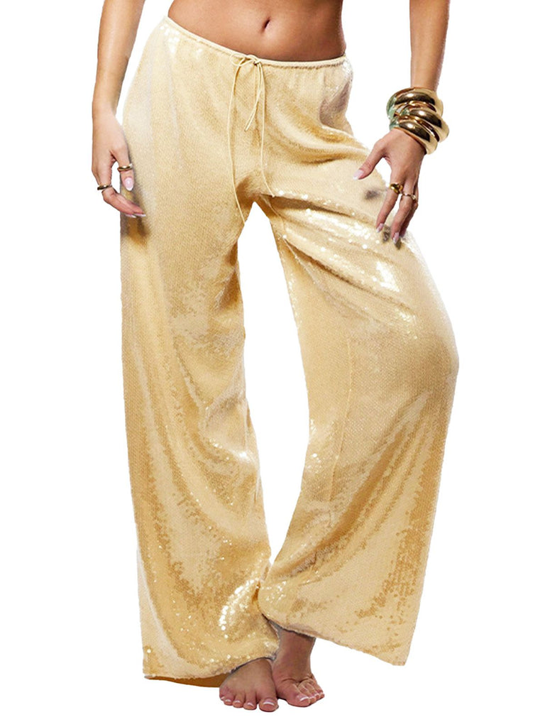 1970s Disco Sequined Wide Leg Casual Pants - vintage fashion, retro style