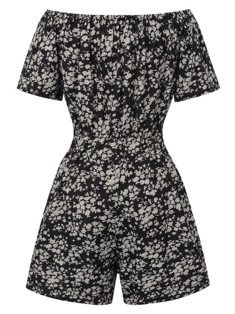 1970s Ditsy Floral Off-Shoulder Romper, vintage romper, retro jumpsuit - perfect for women who love vintage and retro fashion