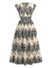 Apricot 1970s V-Neck Spades Prints Cap Sleeves Dress - vintage dress, retro fashion