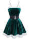 1970s Christmas Velvet Plush Spaghetti Strap Mini Dress - vintage dress, retro fashion