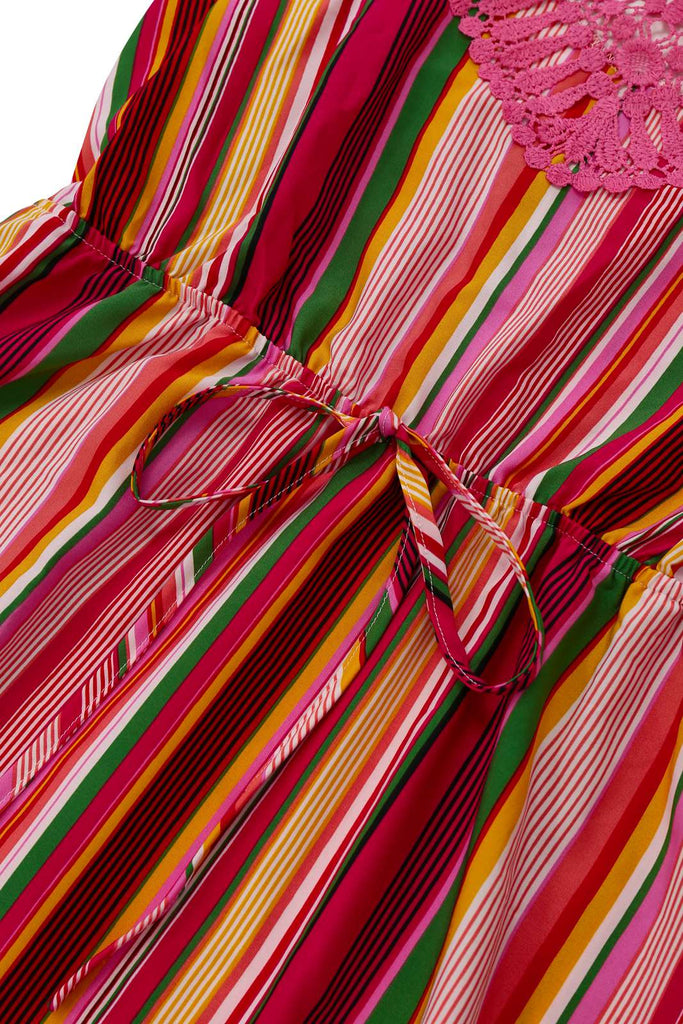 Multicolor 1970s Halter Rainbow Stripes Patchwork Dress - vintage dress, retro fashion