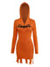 Orange 1970s Halloween Distressed Pumpkin Knit Hoodie Dress - vintage dress, retro fashion