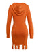 Orange 1970s Halloween Distressed Pumpkin Knit Hoodie Dress - vintage dress, retro fashion