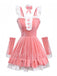 Pink 1970s Christmas Velvet Ruffle Bunny Girl Dress Set - vintage dress, retro fashion