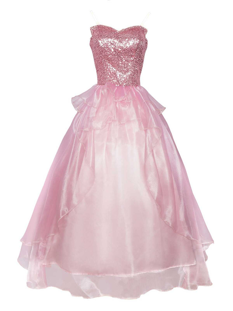 wicked princess dress Glinda Bubble Pink Sequined Layered Tulle Dress Junia | Champagne Plunge-Neck #aadi-black-silver up days Color:Floral Wave