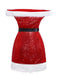 Red 1970s Christmas Sequined Off-Shoulder Plush Trim Dress - vintage dress, retro fashion, elegant red
