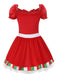 1970s Square Neck Christmas Bow Dress With Petticoat - vintage dress, retro fashion
