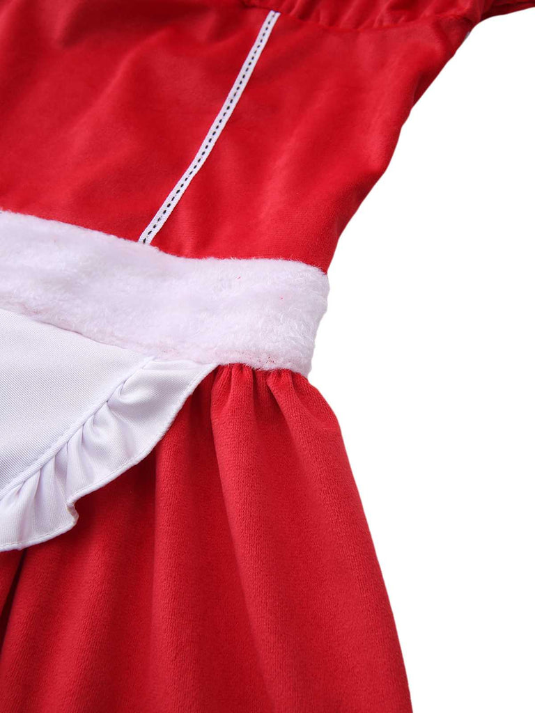 1970s Square Neck Christmas Bow Dress With Petticoat - vintage dress, retro fashion