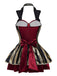 Wine Red 1970s Halloween Velvet Pirate Captain Dress - vintage dress, retro fashion, elegant red
