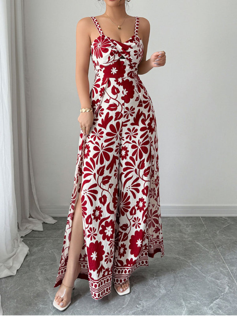 1970s Floral Boho Style Suspender Jumpsuit - vintage jumpsuit, retro fashion