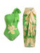 [Pre-Sale] 1970s Floral Maple Leaf One-Shoulder Swimsuit & Cover-Up, vintage swimsuit, pin-up swimwear - perfect for women who love vintage and retro fashion