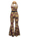 1970s Floral Print Patchwork Halter Jumpsuit - vintage jumpsuit, retro chic for women
