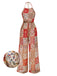 1970s Halter Boho Floral Bead Jumpsuit - vintage jumpsuit, retro fashion