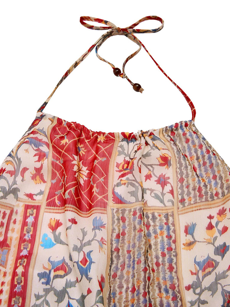 1970s Halter Boho Floral Bead Jumpsuit - vintage jumpsuit, retro fashion