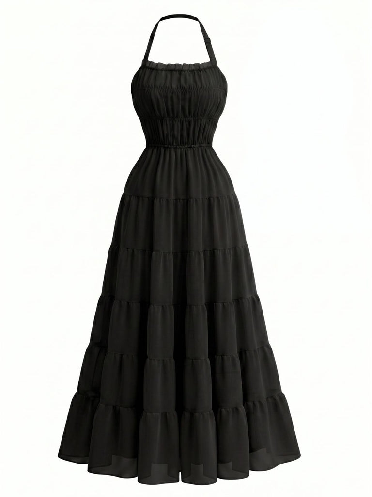 Elegant 1950s Vintage Halter Dress 7