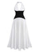 1970s Halter Deep V-Neck Colorblock Maxi Dress - vintage dress, retro fashion